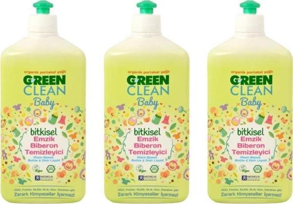 Green Clean Organik Portakal Yağlı Baby Biberon Emzik Temizleyici 500 Ml - 3'Lü Set - Image 1