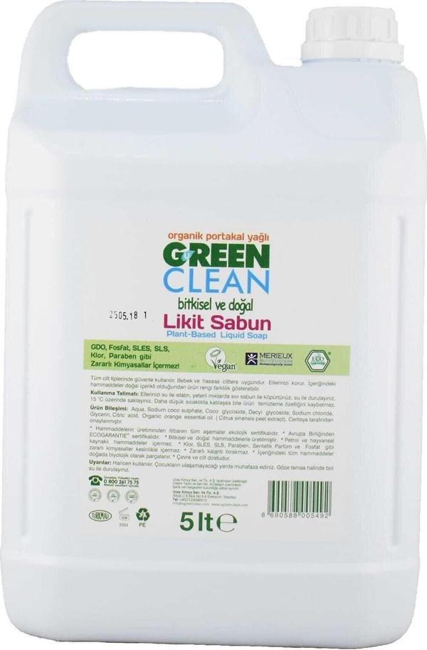 U Green Clean Organik Portakal Yağlı Bitkisel Doğal Sıvı El Sabunu 5 Lt - Image 1