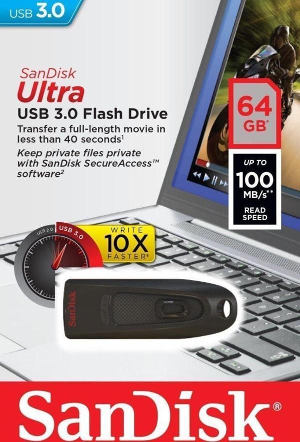 Sandisk Ultra 64GB USB 3.0 Flash Bellek SDCZ48-064G-U46 - Image 1