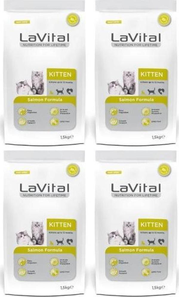 LaVital Somon Balıklı Yavru Kedi Maması 1,5 Kg*4 Adet - Image 1