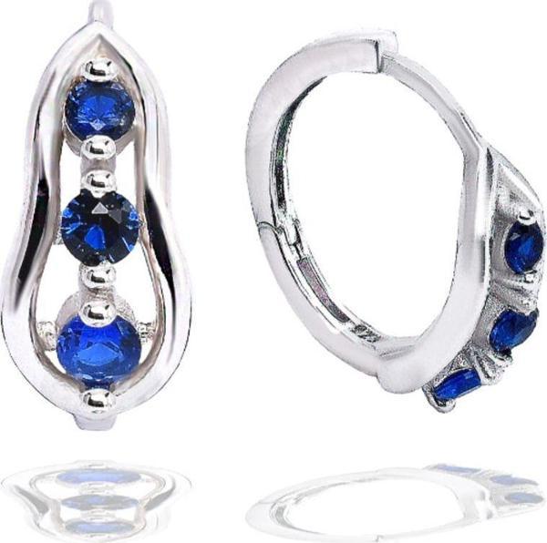 Brezza Lusso Safir Taşlı Diamond Simple Style Halka Kadın Gümüş Küpe 17 MM - Image 1