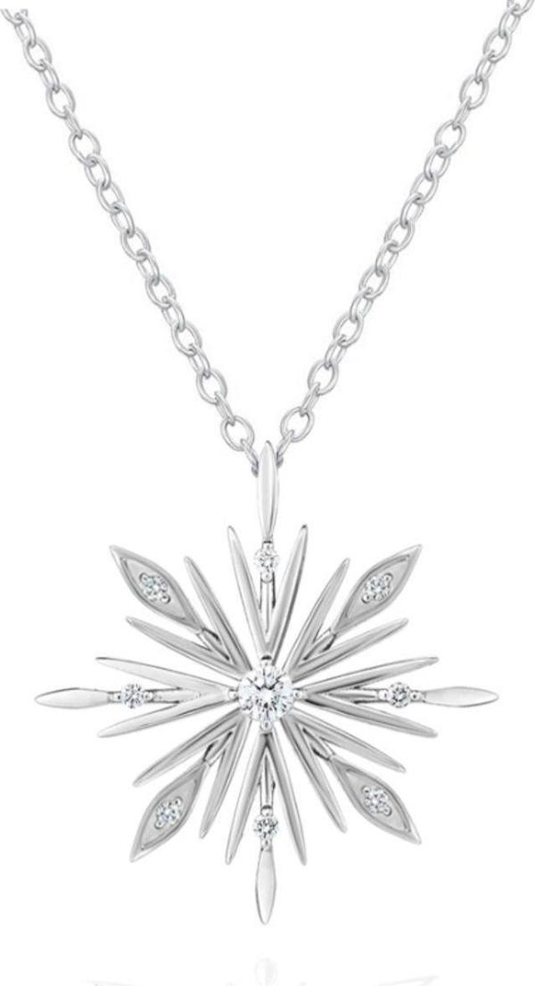 Brezza Lusso Diamond Seri Özel Tasarım Kar Tanesi Snowflake Kadın Gümüş Kolye - Image 1