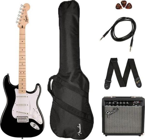 Squier Sonic Stratocaster Black Frontman 10G Elektro Gitar Seti - Image 1