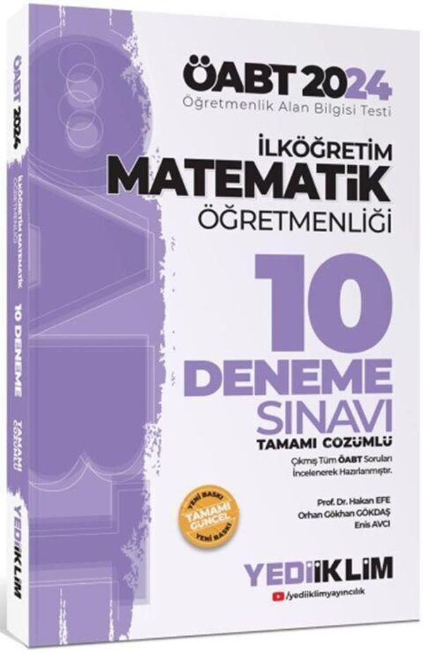 Yediiklim Yayınları 2024 ÖABT İlköğretim Matematik Öğretmenliği Tamamı Çözümlü 10 Deneme Sınavı - Yediiklim Yayınları - Image 1