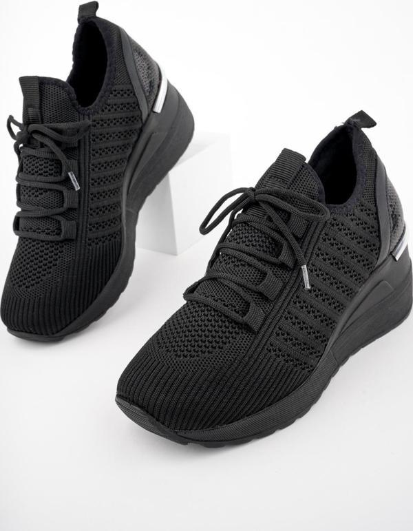 Muggo TYRA Garantili Kadın Ortopedik Yüksek Taban Günlük Bağcıklı Triko Sneaker Spor Ayakkabı - Image 1