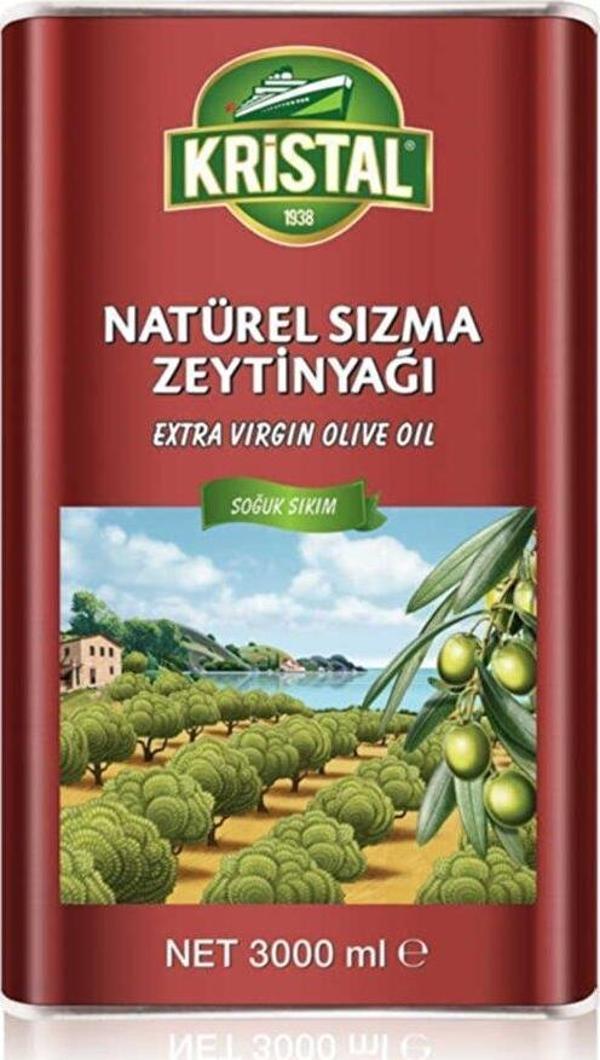Kristal Natüral Sızma Zeytinyağı 3 Litre Teneke Kutu - Image 1