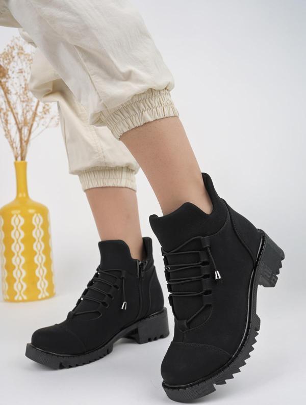 Muggo MOLDE Garantili Kadın Streç Lastik Bağcıklı Fermuarlı Bot - Image 1