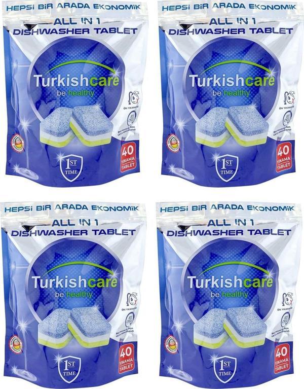 Turkishcare Hepsi 1 Arada 40 lı Bulaşık Makinesı Tableti x 4 Paket (160 Tablet) - Image 1