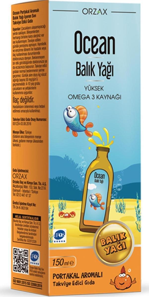 Ocean Balık Yağı Portakal Aromalı Sıvı Takviye Edici Gıda 150 ml - Image 1