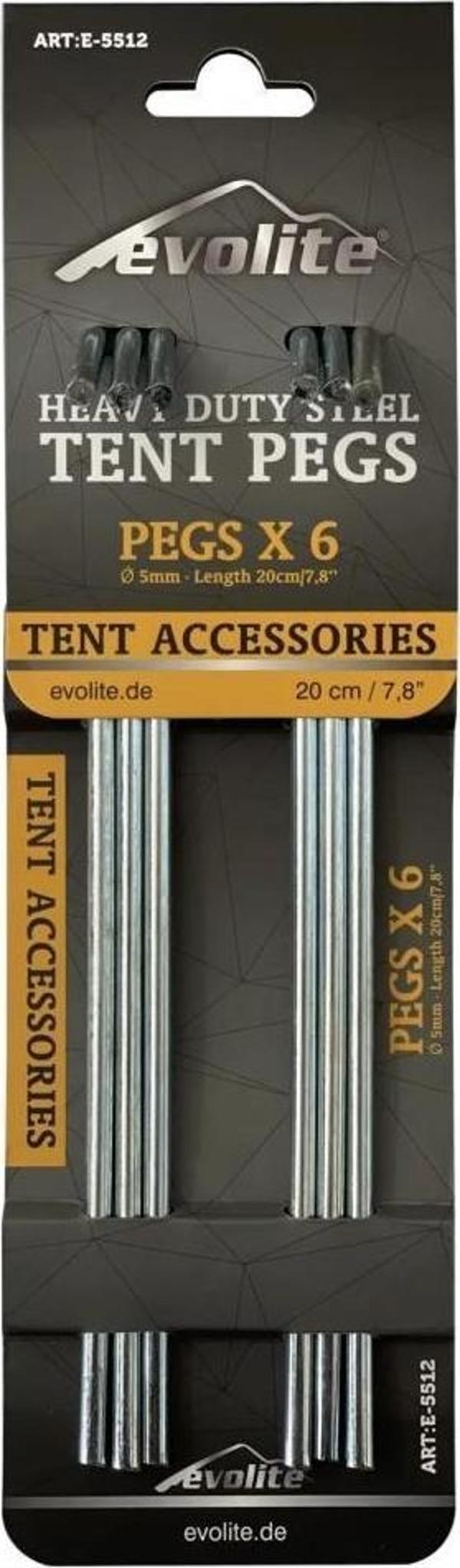Evolite Tent Pegs 20cm Çelik Çadır Kazığı 6 ad. - Image 1