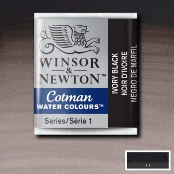 Winsor Newton Cotman Yarım Tablet Sulu Boya - Ivory Black 331 - Image 1
