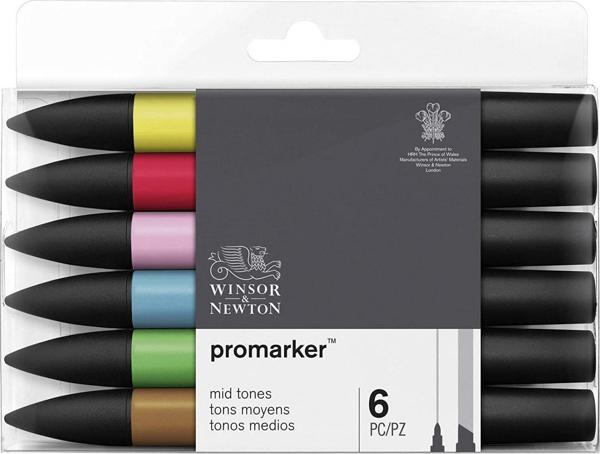 Winsor Newton Promarker 6'lı Mid Tones - Image 1