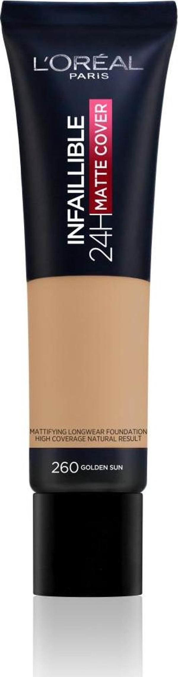 L'Oréal Paris Infaillible 24H Matte Cover Yüksek Kapatıcı Fondöten - 260 Golden Sun - Image 1