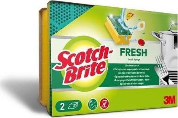 Scotch Brite Bulaşık Süngeri Yeşil 2'li Tırnak Koruyuculu - Image 1