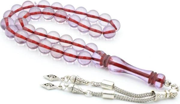 Küre Kesim Kokulu Mor Toz Kehribar Tesbih 10 Mm - Image 1
