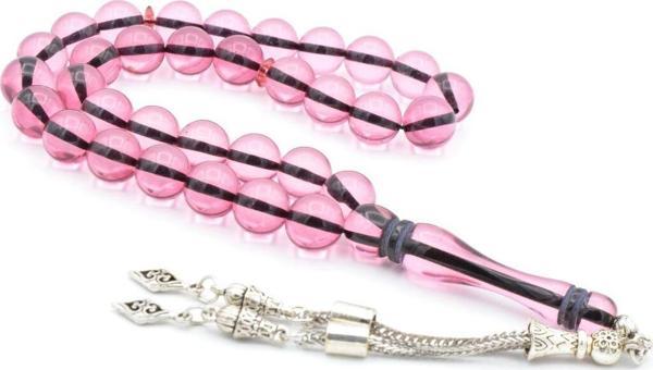 Küre Kesim Kokulu Pembe Toz Kehribar Tesbih 10 Mm - Image 1