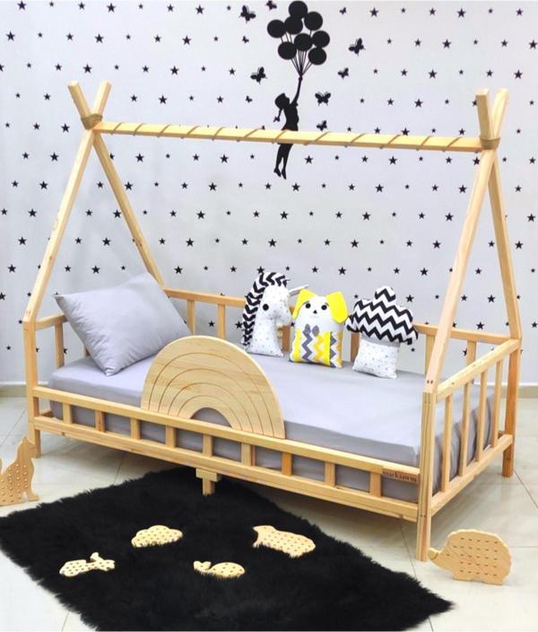 MiniWood Markaawm Montessori Karyola Ahşap Çocuk Yatak Gökkuşağı Nirvana - Image 1