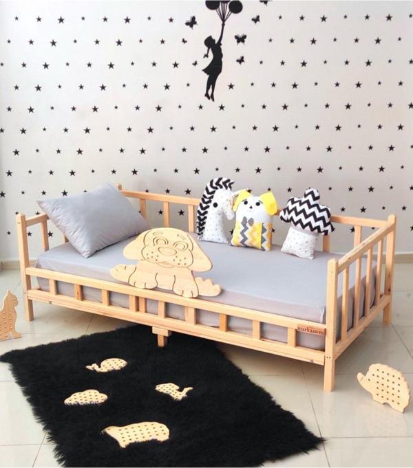 MiniWood Markaawm Sevimli Figürlü 90 X 190 Montessori Yatak Çocuk Karyola - Image 1