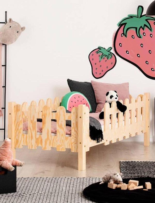 MiniWood Markaawm Montessori Yatak Çocuk Ve Bebek Karyola Doğal Çam Violet - Image 1