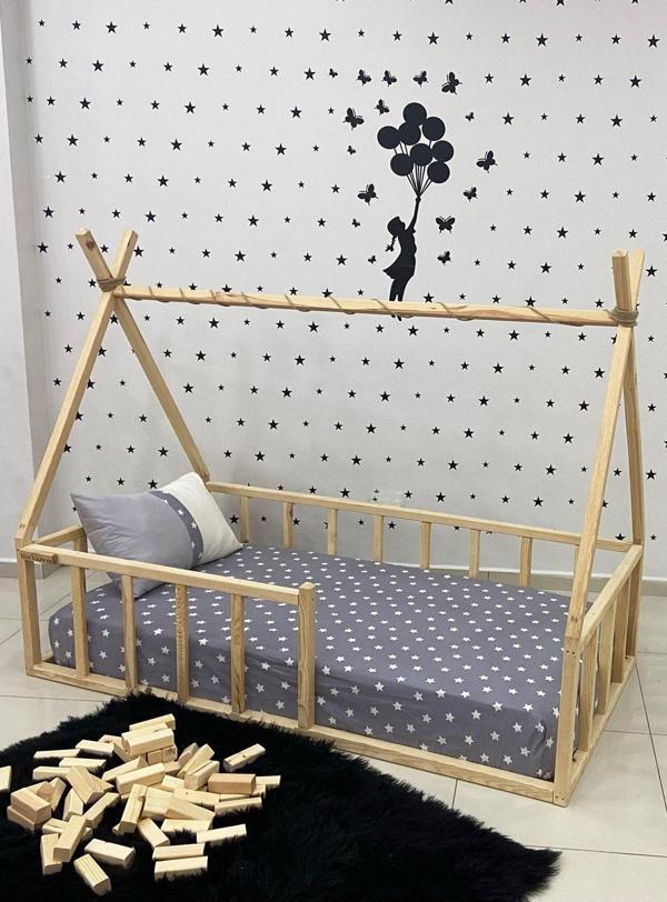 MiniWood Markaawm Montessori Yatak Doğal Çam Bebek Ve Çocuk Karyola Apaçi - Image 1