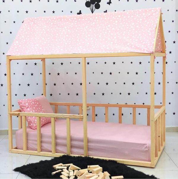 MiniWood Montessori Çocuk Yatak Doğal Çam Karyola Nisa - Image 1