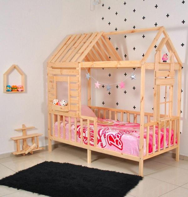MiniWood Montessori Çocuk Yatak Pencereli Doğalçam 90x190 Karyola - Image 1