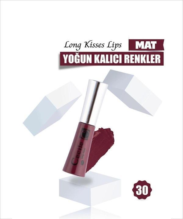 Cecile Long Kisses Lipgloss Kalıcı Mat Ruj 30 Dark Maroon 8698438602914 - Image 1