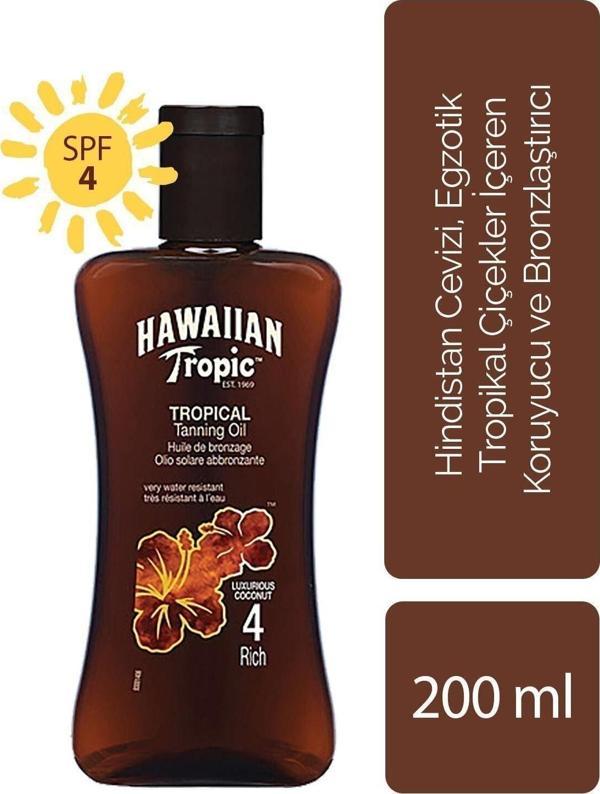 Hawaiian Tropic Güneş Yağı Hindistan Cevizi, Egzotik Tropikal Çiçekler Koruyucu Ve Bronzlaştırıcı Yağ Spf 4 - Image 1