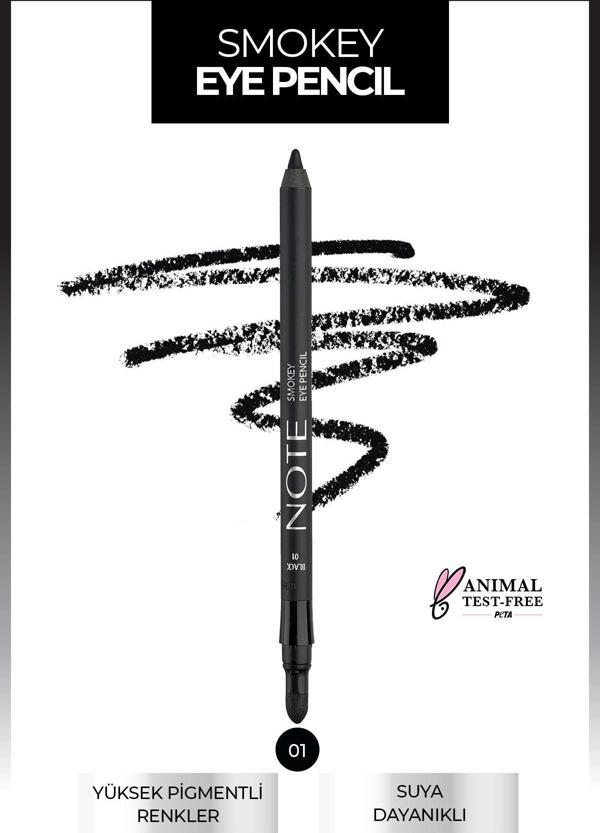 Note Smokey Eye Waterproof Aplikatörlü Göz Kalemi 01 Black - Siyah - Image 1