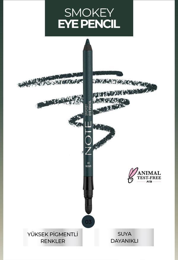Note Smokey Eye Waterproof Aplikatörlü Göz Kalemi 03 Green - Yeşil - Image 1