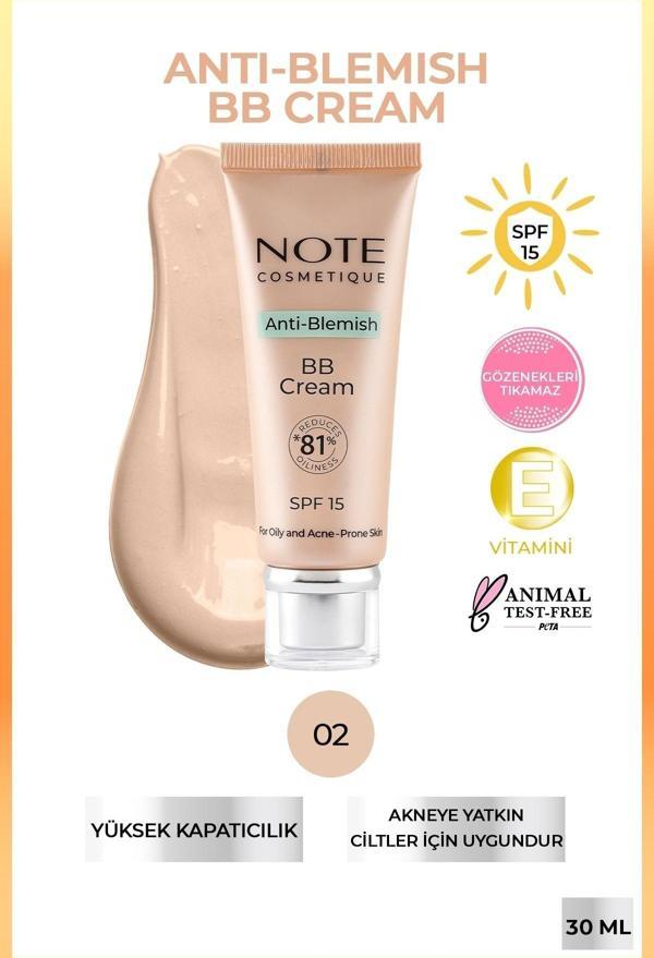 Note Anti-Blemish Bb Cream 02 Akneye Yatkın Ciltler Spf 15 Bb Krem - Image 1