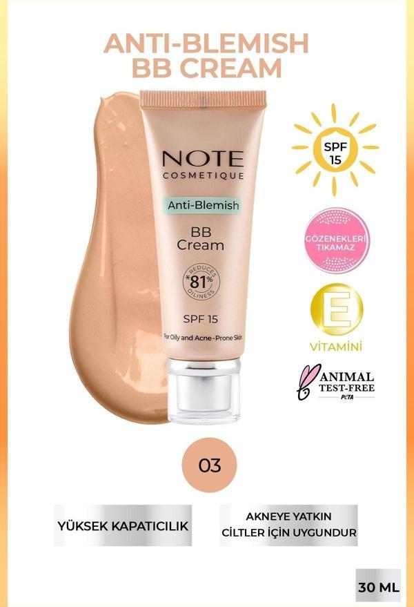 Note Anti-Blemish Bb Cream 03 Akneye Yatkın Ciltler Spf 15 Bb Krem - Image 1