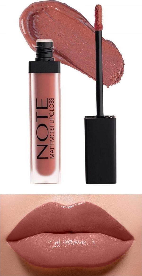 Note Mattemoist Lipgloss Yarı Mat Saten Bitişli Likit Ruj 413 Coral Touch - Kahverengi - Image 1