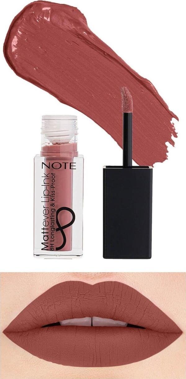 Note Mattever Lip-Ink Mat Ve Kalıcı Likit Ruj 08 Antique Pink - Pembe - Image 1