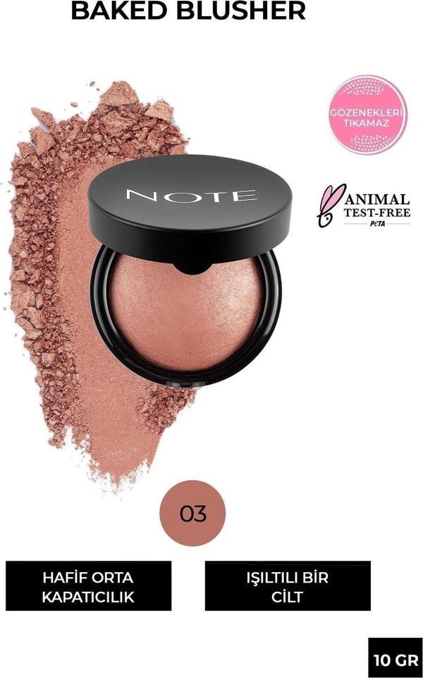 Note Baked Allık 03 Oriental Pink Işıltılı Highlighter - Image 1