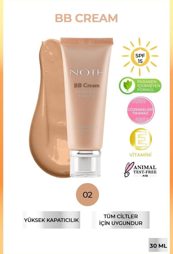 Note Bb Cream 02 Nemlendirici Etkili Doğal Kapatıcı Spf 15 Bb Krem - Image 1