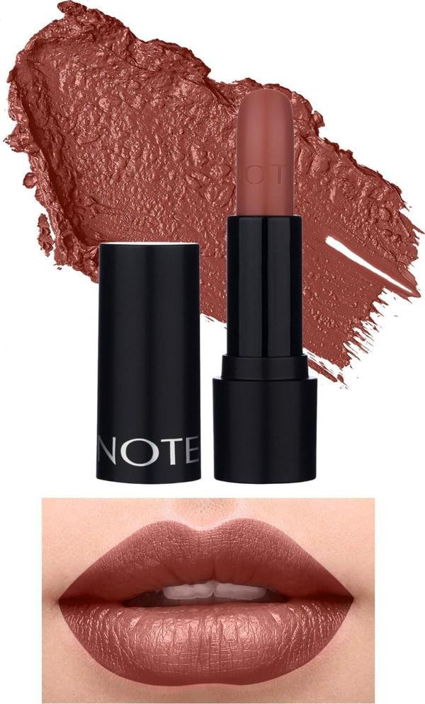 Note Deep Impact Lipstick Kremsi Dokulu Yarı Parlak Ruj 05 Leather Mood - Kahverengi - Image 1