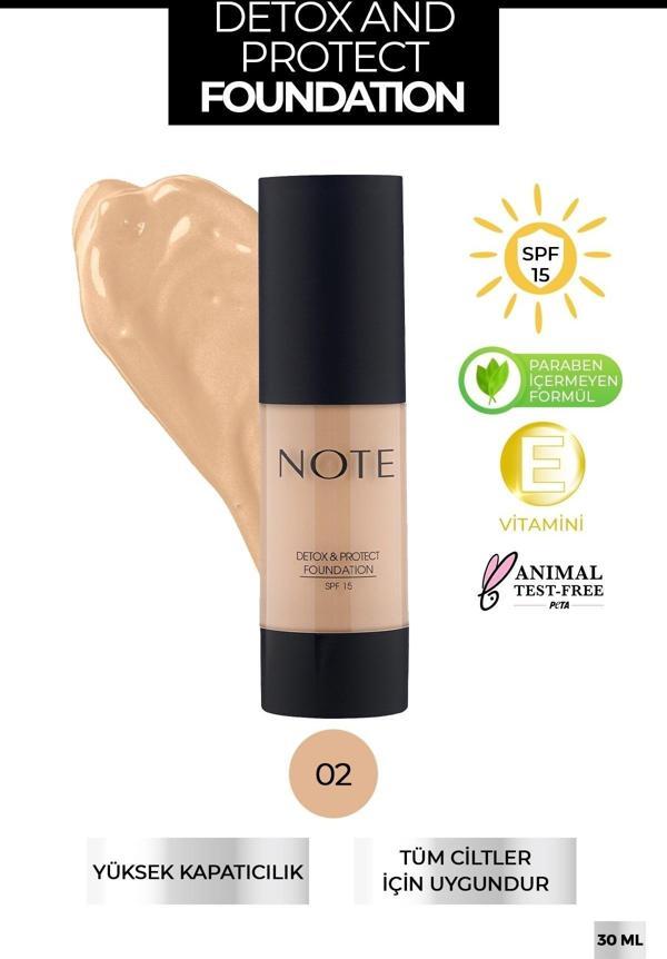 Note Detox & Protect Fondöten Canlandırıcı Etki 02 Natural Beige - Image 1