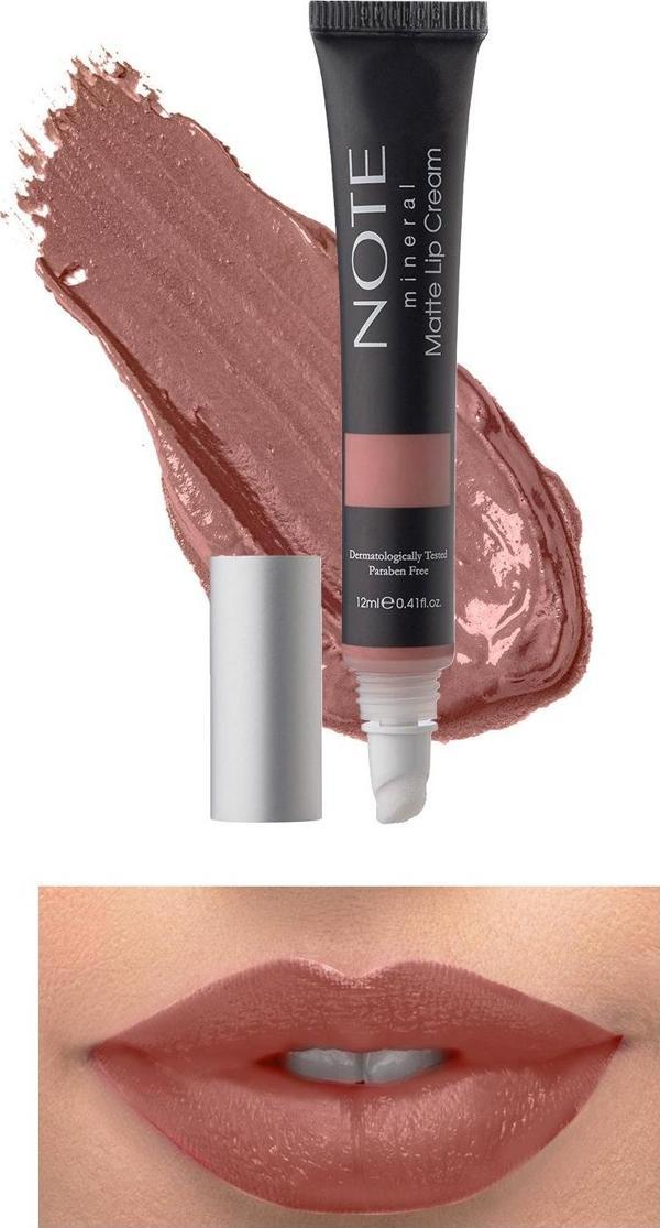 Note Mineral Matte Lip Cream Yarı Mat Bitişli Likit Ruj 01 Naked Kiss - Nude - Image 1