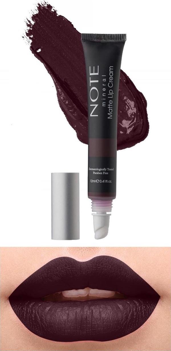 Note Mineral Matte Lip Cream Yarı Mat Bitişli Likit Ruj 08 Queen Of Night - Mor - Image 1