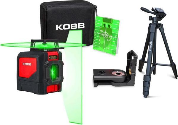 KOBB KBL30GTP 25 Metre Profesyonel Yatay 360° ve Dikey Otomatik Hizalamalı Yeşil Çapraz Çizgi Lazer Distomat + Tripod - Image 1