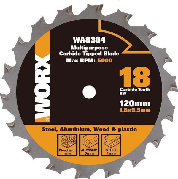 WORX WA8304 120x9,5mm Metal, Ahşap, PVC, Alüminyum Kesme, Elmas Daire Testere Bıçağı - Image 1