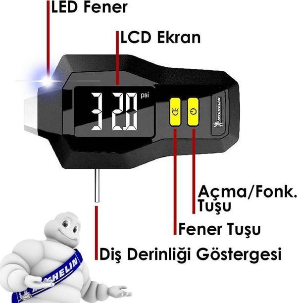 Michelin MC12293 99PSI Dijital Lastik Basınç ve Derinlik Ölçer - Image 1