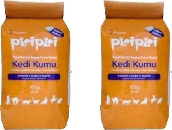 Pisi Pisi Sabunlu Topaklanan Bentonit Kedi Kumu Kalın 10 Kg 2 Adet - Image 1