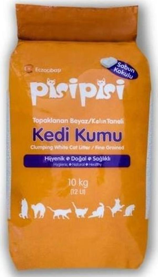 Pisi Pisi Sabunlu Topaklanan Bentonit Kedi Kumu Kalın 10 Kg - Image 1