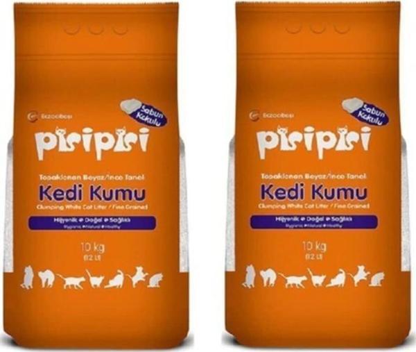 Pisi Pisi Sabunlu Topaklanan Bentonit Kalın Taneli Kedi Kumu 10 Kg 2 Adet - Image 1