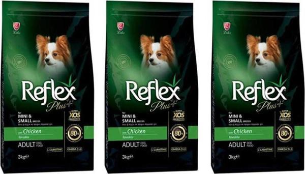 Reflex Plus Küçük Mini Irk Tavuklu Yetişkin Köpek Maması 3 Kg 3'Lü Set - Image 1