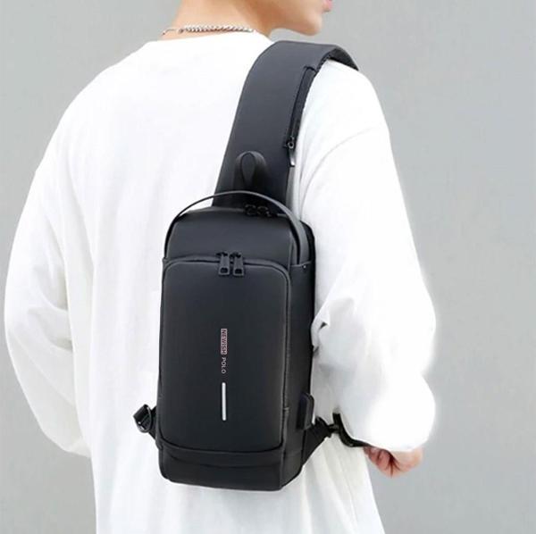 Lederax Suni Deri Çift Taraf Askılı Göğüs Çantası Bodybag LD468 - Image 1