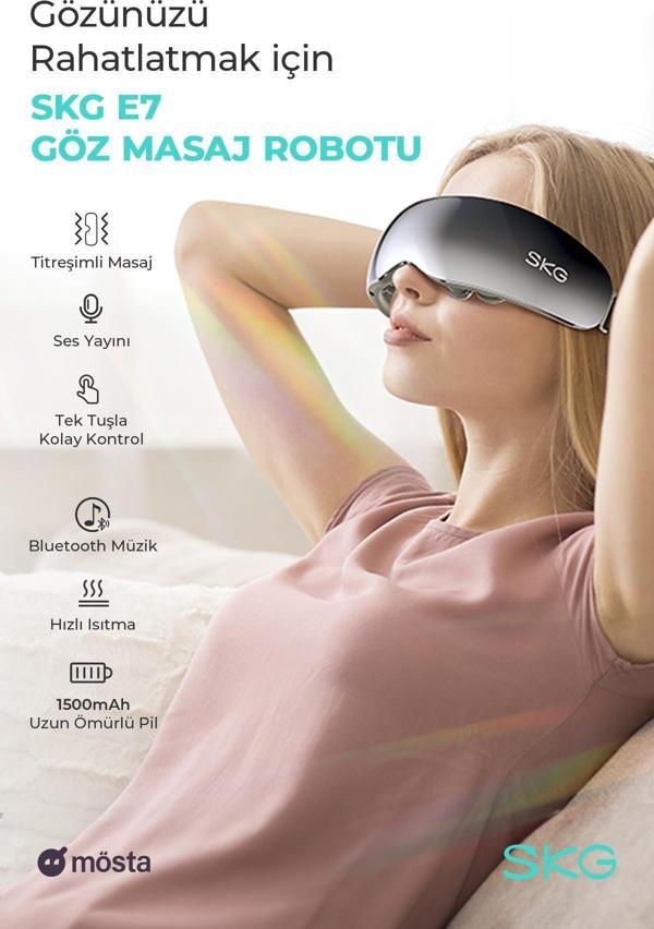Skg E7-En Taşınabilir Akıllı Göz Masaj Aleti, Geleneksel Shiatsu Masaj Terapisi, Titreşimli, Şakak -Göz Çevresi Masajı - Image 1