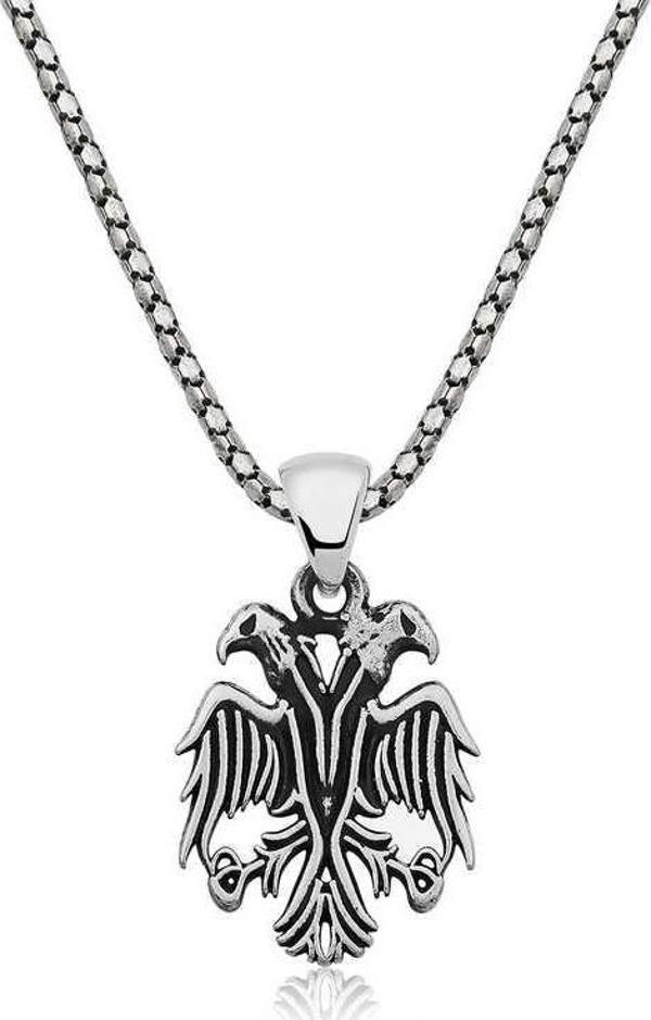 925 Ayar Gümüş Çift Başlı Kartal Erkek Gümüş Kolye - Image 1